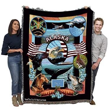 Imagem de Pure Country Weavers Manta State of Alaska por Dwight D Kirkland - Tapeçaria de presente tecida de algodão - Feito nos EUA (72 x 54)