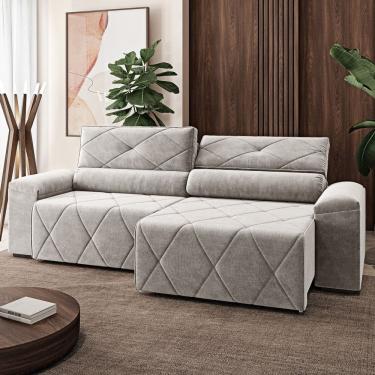 Imagem de Sofá 200cm Retrátil e Reclinável 4 Lugares Houston Nevoa