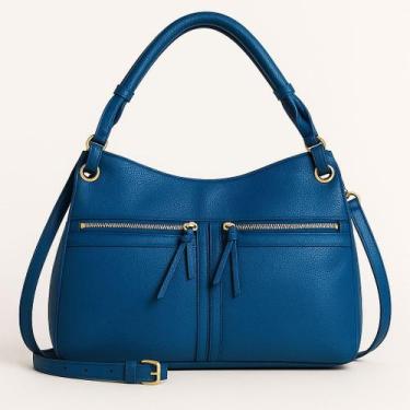 Imagem de Bolsa Feminina Grande Hobo material sintético Texturizado Zíper Fronta
