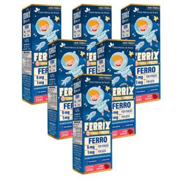 Imagem de 6x Ferrix- Ferro Em Gotas Kids- 30ml- Flora Nativa- Morango - Flora Na