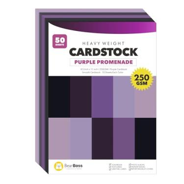 Imagem de Bearboss Papel cartolina roxo, 21,5 x 28 cm, capa de 42 kg, 50 folhas, para artesanato e confecção de cartões