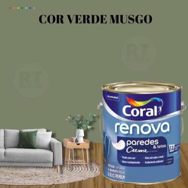 Imagem de Tinta Parede Verde Acrílica Fosca Coral Renova 3,2L, VERDE MUSGO
