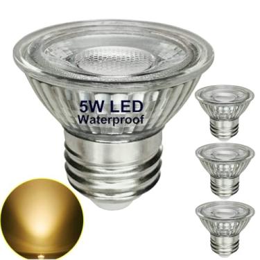 Imagem de Lâmpadas LED PAR16 de vidro completo reguláveis 5W (equivalente a 50 W), holofote HR16/PAR16 de pescoço curto, branco quente 3000K, luz de trilho de ângulo de feixe estreito, iluminação embutida no