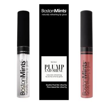 Imagem de Boston Mints Plump & Shine Lip Duo Set – Plum Island Lip Gloss (0,75 g) e Lip Plumper Southie Pout (0,708 g) - Brilho labial vegano naturalmente refrescante
