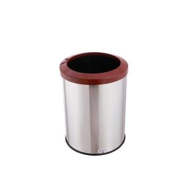 Imagem de Lixeira Inox Com Aro Plástico 30 Litros Lixo Recicláveis - Aldinox, Ma