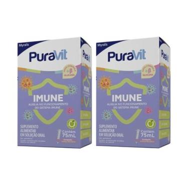 Imagem de Kit 2 Suplemento Alimentar Puravit Imune 75ml Maça Verde - Myralis