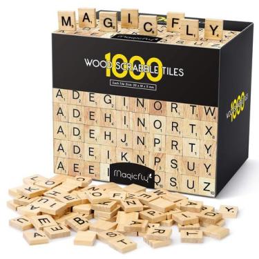 Imagem de Carta de madeira Scrabble Tiles Magicfly A-Z 1000 unidades com caixa