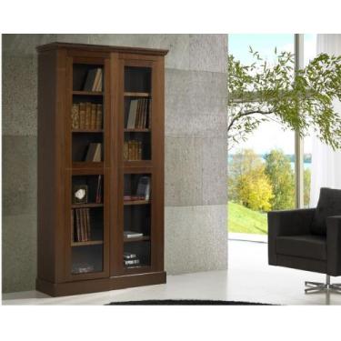 Imagem de Estante Biblioteca Vicenza 2 Corpos Madeira Maciça Com Portas Vidro We