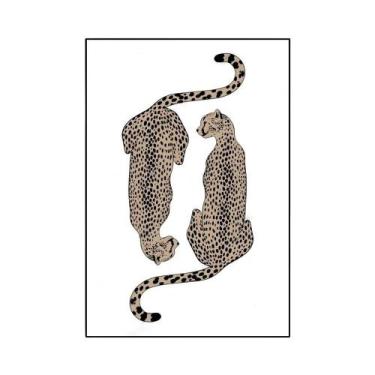 Imagem de Pôster De Lona Vintage Estético Com Estampa De Leopardo E Chita, Arte 