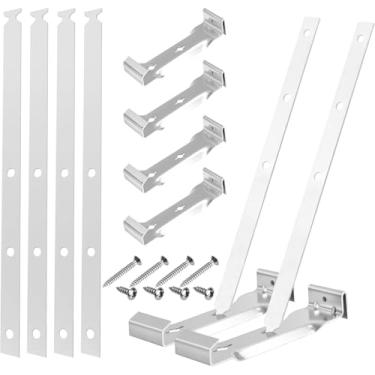 Imagem de Pacote com 10 ganchos de calha de teto de alumínio de 12,7 cm, clipes de calha de 12,7 cm com tiras para fixação sem corte, calhas de alumínio e aço com parafusos resistentes à ferrugem, incluindo