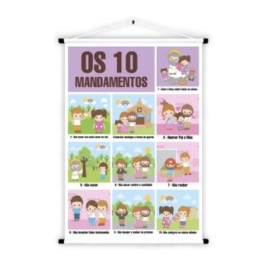 Imagem de Banner Bíblico Religioso  OS 10 MANDAMENTOS - 85x60cm - Fabrika de Fes