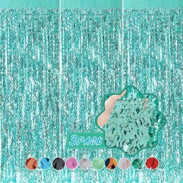 Imagem de Cortinas de alumínio CYLMFC Teal Aqua Blue Wave, 1 m x 2 m, pacote com
