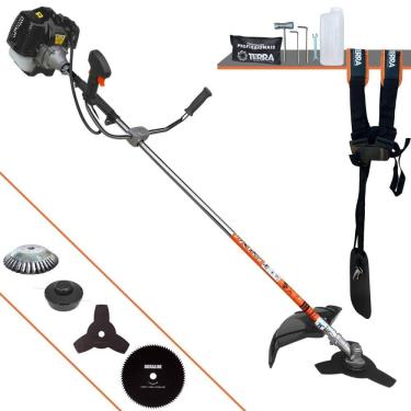 Imagem de Roçadeira Lateral Completa Terra GRH430 Motor 2T 43cc 6.500rpm 1,7HP de Potência Com Carretel Nylon e Faca 3 Pontas + Faca 80 Dentes + Escova de Aço