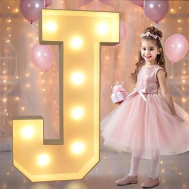 Imagem de Marquee Light Up Letters Pooqla 90 cm LED branco quente letra J