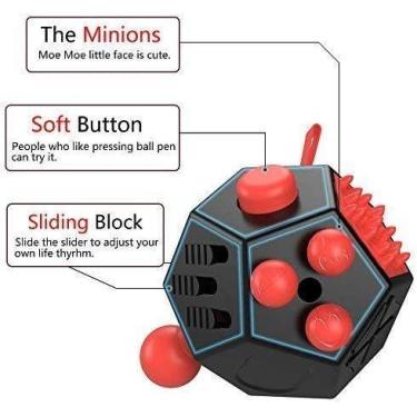 Imagem de 12 Cubo de Fidget Lateral, Fidget Brinquedos Cube Alívio Stress e Anx 