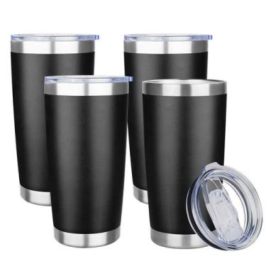 Imagem de Copo OWS para adultos em aço inoxidável, 600 ml, isolado, pacote com 4