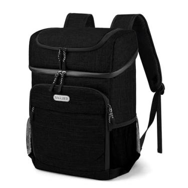 Imagem de BAGLHER Mochila térmica com 30 latas, à prova de vazamento, impermeável, bolsa térmica com 5 bolsas de gelo reutilizáveis para acampamento, praia, caminhadas, preta