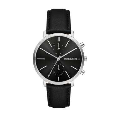 Imagem de Michael Kors Relógio masculino Blake de couro preto multifuncional (modelo: MK9208), Preto