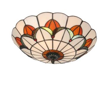Imagem de Xinyeal Luminária de teto estilo Tiffany de 40,6 cm para lustre de quarto, luminárias pendentes vintage (40,6 cm branco laranja)