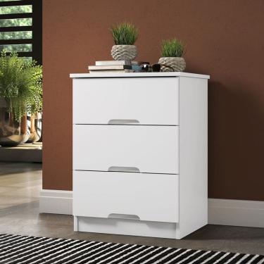 Imagem de Mesa de Cabeceira com 3 Gavetas - Londres-Branco - Móveis Europa