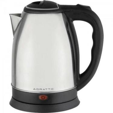Imagem de Chaleira Elétrica Em Aço Inox 127V Prata Agratto, Preto e Prata, 110V