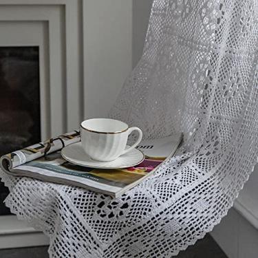Imagem de Cortinas de crochê rústicas para sala de estar, casa de fazenda, painéis de cortina de renda de malha vazados para quarto, cortina de janela de algodão Boho para porta 1 painel L 99 x C 180 cm