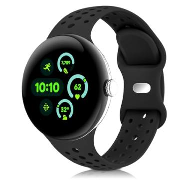 Imagem de HAYONLIY Pulseiras esportivas compatíveis com Google Pixel Watch 4/3/2/1 41 mm e 45 mm, pulseira respirável de substituição de silicone macio para mulheres e homens
