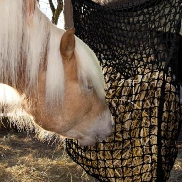 Imagem de KTZCTPCA Saco de feno de alimentação lenta, alimentador de feno Oxford premium, bolsa alimentadora de cabra pendurada, rede de feno sem nós fácil de encher e pendurar, rede de feno de cavalo