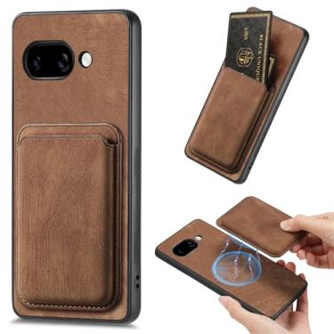 Imagem de LEMAXELERS Capa para Google Pixel 9A compatível com MagSafe 2 em 1 carteira magnética retrô destacável com compartimentos para cartão de crédito para Google Pixel 9A marrom SDF