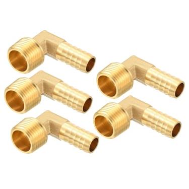 Imagem de Kozelo Pacote com 5 acessórios de mangueira de latão Farpa de mangueira de 1/10.2 cm para conexões macho NPT de 1/10.2 cm para máquinas domésticas, banheiras de massagem e sistemas de irrigação