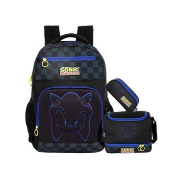 Imagem de Kit Escolar Sonic Mochila Costas + Lancheira + Estojo Triplo - Maxlog