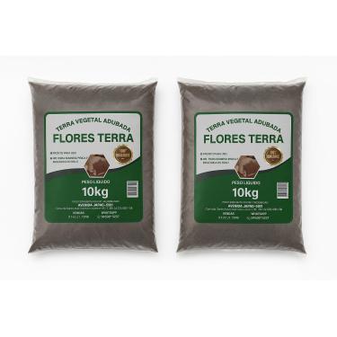 Imagem de Terra Vegetal Adubada Flores Terra Kit 2 Unidades 10kg Cada Para Cultivo Doméstico