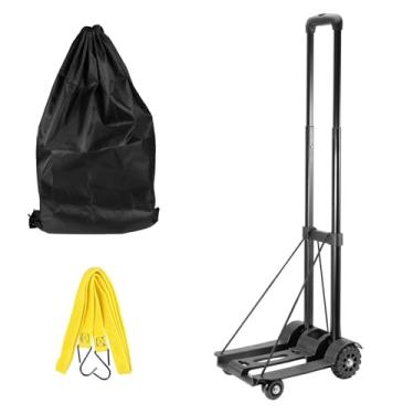 Imagem de HOZEON Carrinho De Mão Dobrável, Utilitário Construção Sólida Com 4 Rodas, Resistente, 88 Lbs E 40 Kg, Para Bagagem, Leve, Compacto, Portátil, Viagem, Compras, Mudança, Escritório, Preto