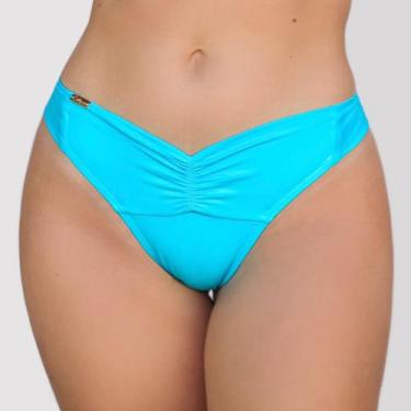 Imagem de Calcinha de Biquíni Levanta Bumbum Fio Duplo - Estigma, G, Azul piscin