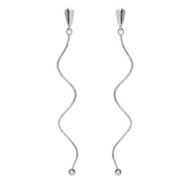 Imagem de Brinco Fio Torcido Longo Banhado Prata 925 - Papillon Semi Jóias