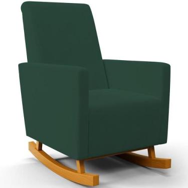 Imagem de Poltrona De Amamentação Com Balanço Ravena W01 Suede Verde - Lyam Deco