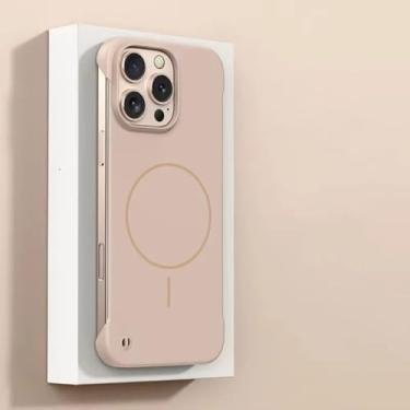 Imagem de Capas de celular ultrafinas, rígidas, foscas e sem moldura para iPhone 16, 15, 14, 13, 12 Pro Max Plus, com proteção magnética à prova de choque (para iPhone 15/ouro deserto)