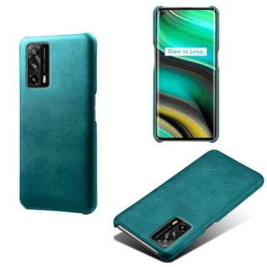 Imagem de Capa para OPPO Realme X7 Pro,Proteção contra quedas,Casca de volta de cor sólida simples,Design de couro de imitação de plástico-Green