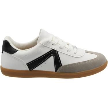 Imagem de Tênis Casual Vizzano Victory Recorte Camurça Feminino, Branco, Preto, 