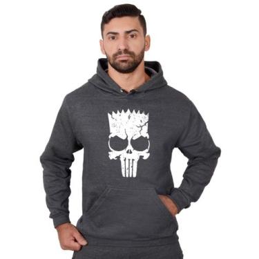 Imagem de Blusa Moletom Bart Masculina Caveira Com Bolso e Capuz Chumbo - Method
