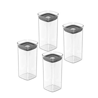 Imagem de Ou Conjunto com 4 Potes Organizadores Herméticos 340ml Transparente Linha Block