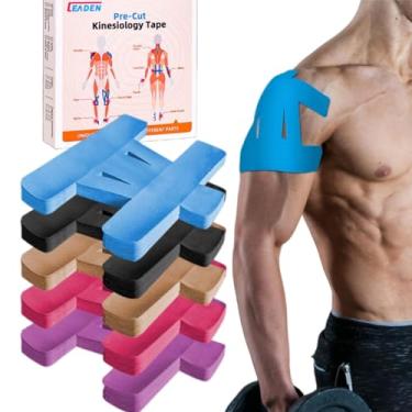 Imagem de IEADEN Fita cinesiológica pré-cortada para ombro, 20 peças, azul