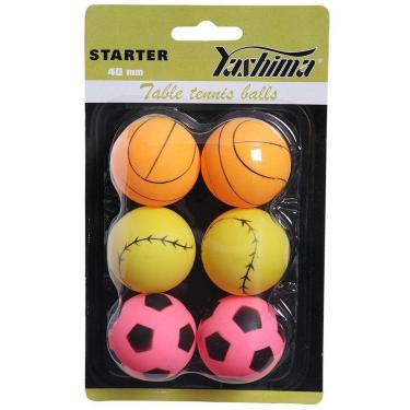 Imagem de Bola de Tênis de Mesa Yashima Motivos com 06 Bolas Sortidas-Unissex