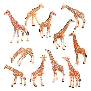 Imagem de Conjunto de bonecos Giraffe Family, 11 peças de PVC para crianças de mais de 3 anos