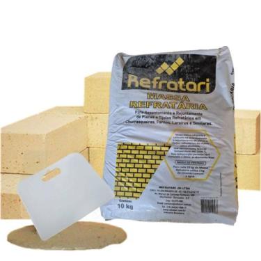 Imagem de Massa Refratária Seca 10kg de Forno Churrasqueira Tijolo Plaqueta + Es