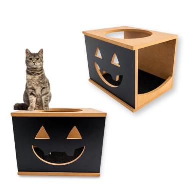 Imagem de Nicho Para Gatos REFORÇADO Halloween em MDF 15mm com Carpete Antiderra