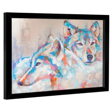 Imagem de Quadro Decorativo Casal de Lobo Aquarela