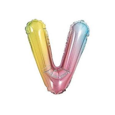Imagem de Balão de Letra Gigante Metalizada Multicolor  - 75 cm - PartiuFesta, V