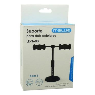 Imagem de Suporte Duplo De Mesa Para Celular Reunião Gravação Ligação