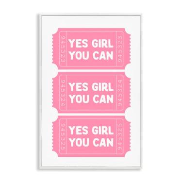 Imagem de Stupell Industries Yes Girl You Can Tickets Arte giclée emoldurada branca, design por Lettered and Lined, 24 x 16